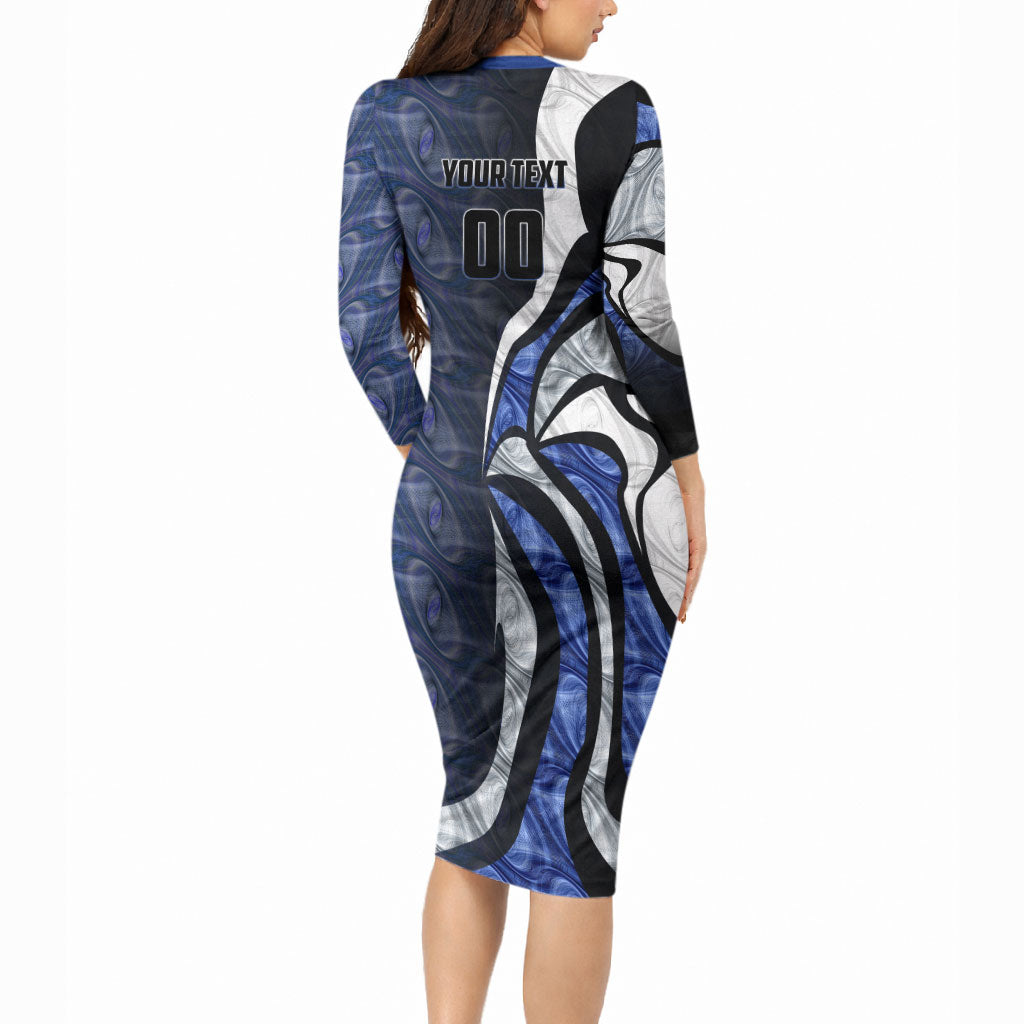 Personalised North Melbourne Kangaroos Long Sleeve Bodycon Dress Trippy Psychedelic Abstract Art Mascot Football Fans