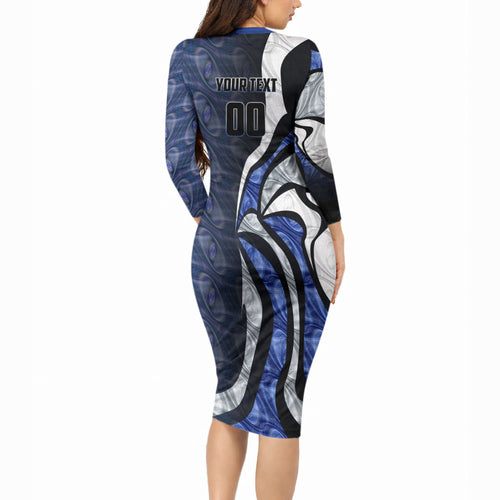 Personalised North Melbourne Kangaroos Long Sleeve Bodycon Dress Trippy Psychedelic Abstract Art Mascot Football Fans