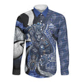 Personalised North Melbourne Kangaroos Long Sleeve Button Shirt Trippy Psychedelic Abstract Art Mascot Football Fans