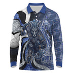 Personalised North Melbourne Kangaroos Long Sleeve Polo Shirt Trippy Psychedelic Abstract Art Mascot Football Fans