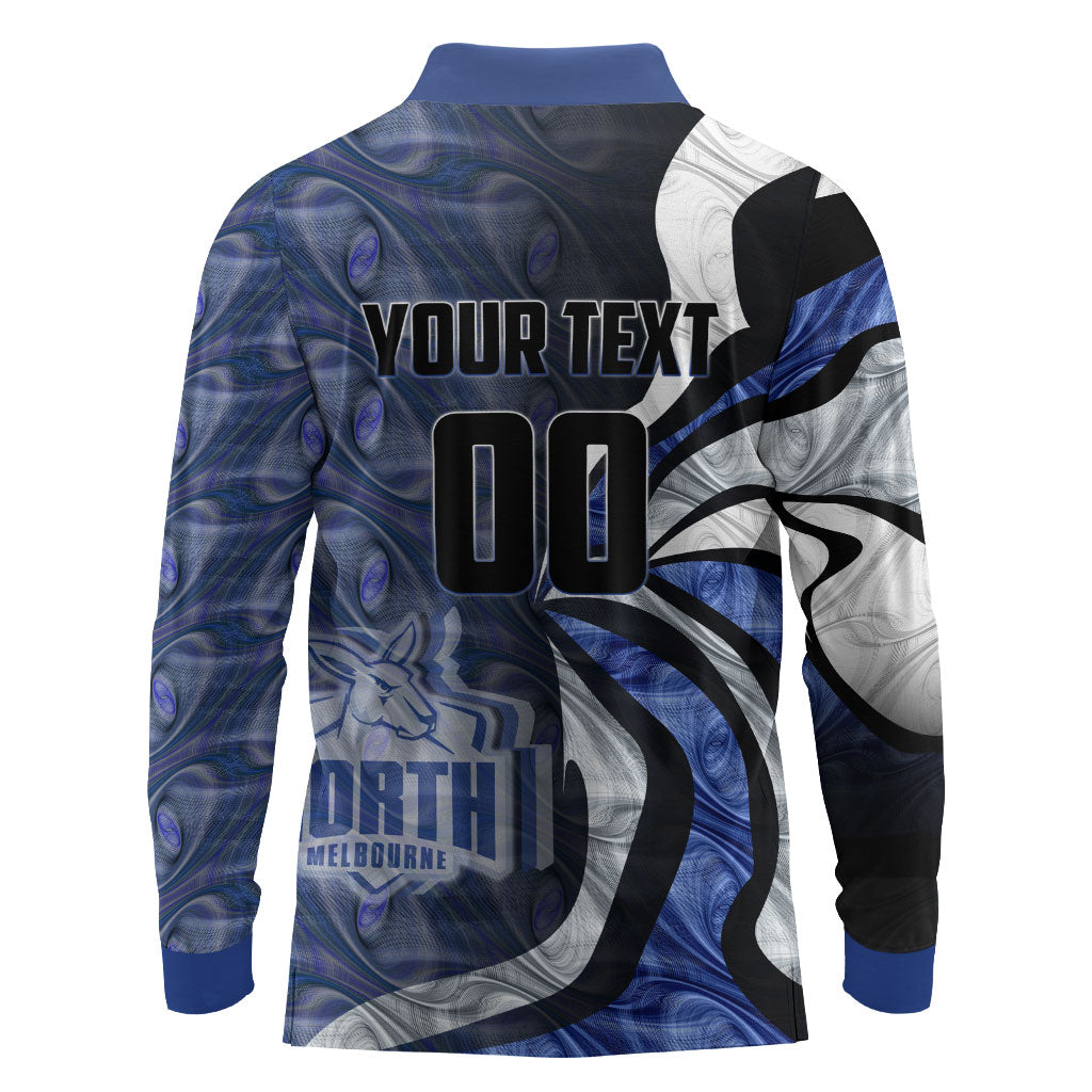 Personalised North Melbourne Kangaroos Long Sleeve Polo Shirt Trippy Psychedelic Abstract Art Mascot Football Fans