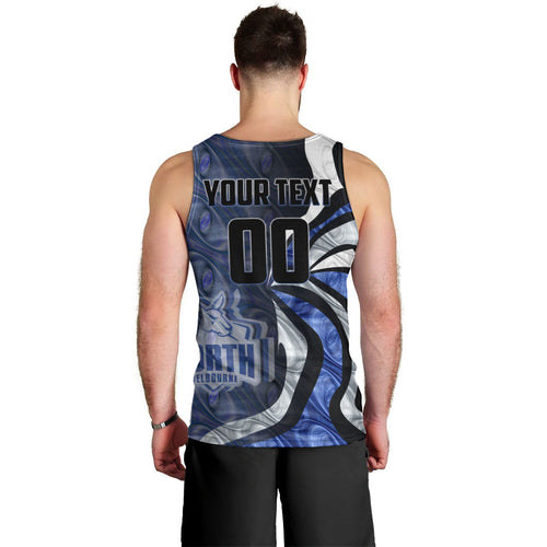 Personalised North Melbourne Kangaroos Men Tank Top Trippy Psychedelic Abstract Art Mascot Football Fans