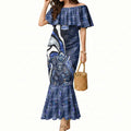Personalised North Melbourne Kangaroos Mermaid Dress Trippy Psychedelic Abstract Art Mascot Football Fans