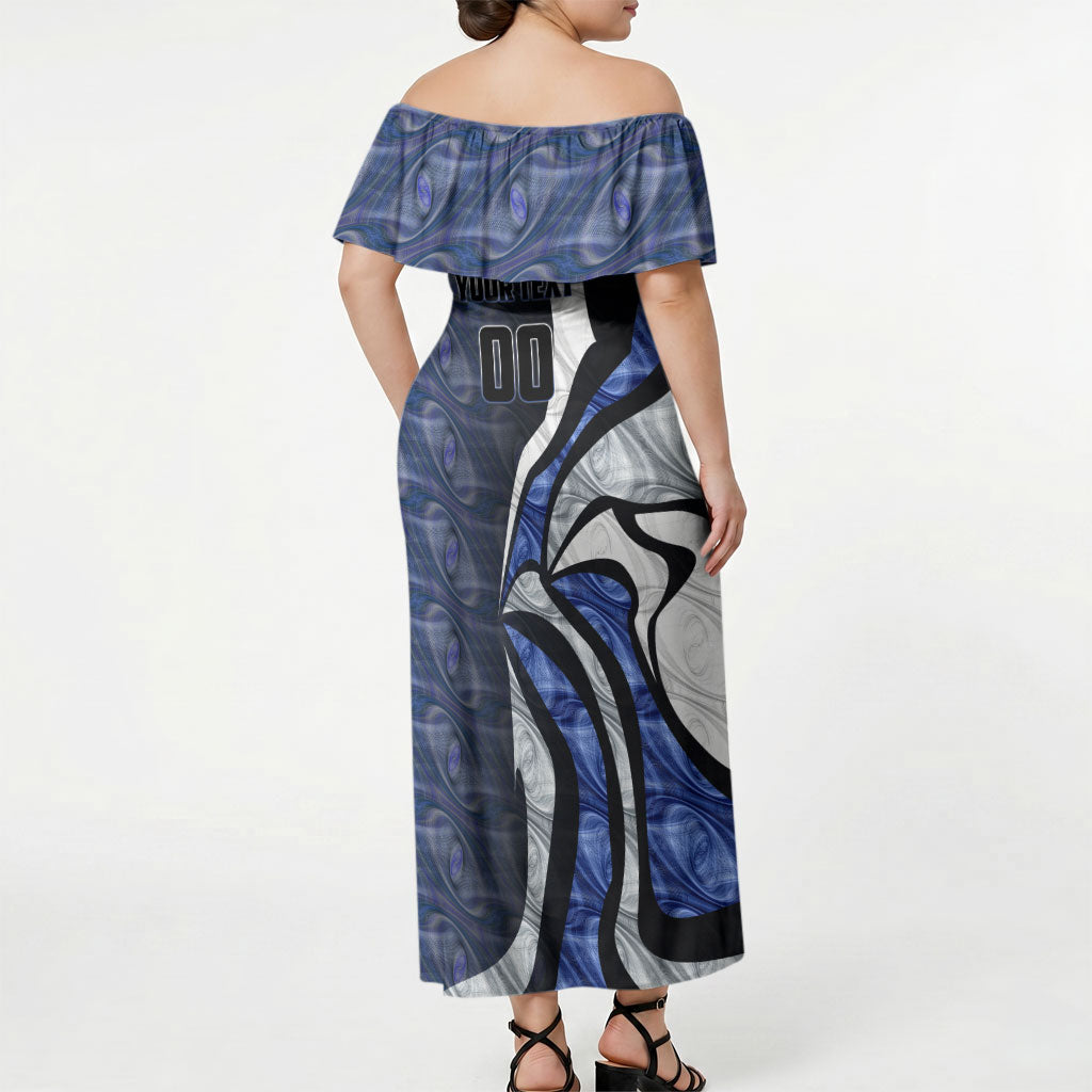 Personalised North Melbourne Kangaroos Off Shoulder Maxi Dress Trippy Psychedelic Abstract Art Mascot Football Fans