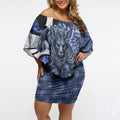 Personalised North Melbourne Kangaroos Off Shoulder Short Dress Trippy Psychedelic Abstract Art Mascot Football Fans