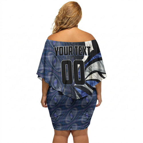 Personalised North Melbourne Kangaroos Off Shoulder Short Dress Trippy Psychedelic Abstract Art Mascot Football Fans