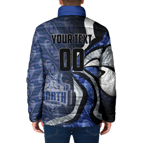 Personalised North Melbourne Kangaroos Padded Jacket Trippy Psychedelic Abstract Art Mascot Football Fans
