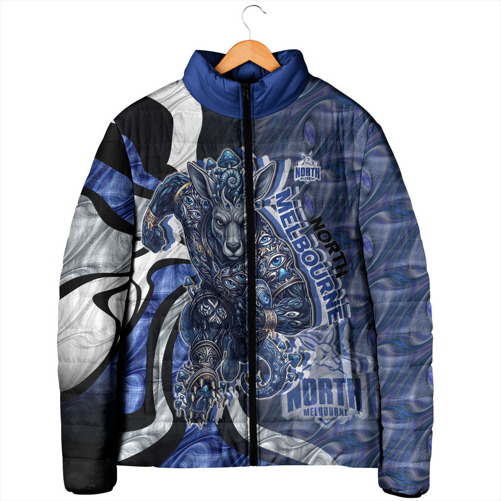 Personalised North Melbourne Kangaroos Padded Jacket Trippy Psychedelic Abstract Art Mascot Football Fans