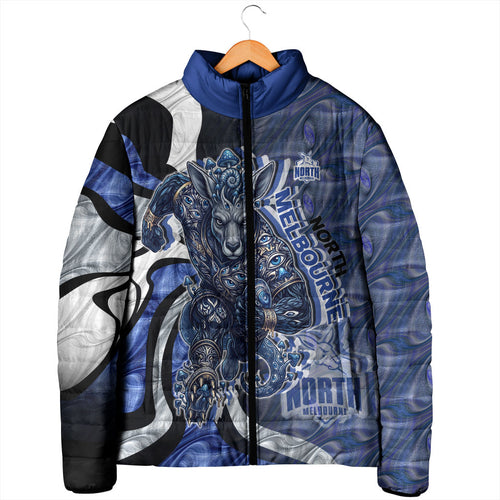 Personalised North Melbourne Kangaroos Padded Jacket Trippy Psychedelic Abstract Art Mascot Football Fans