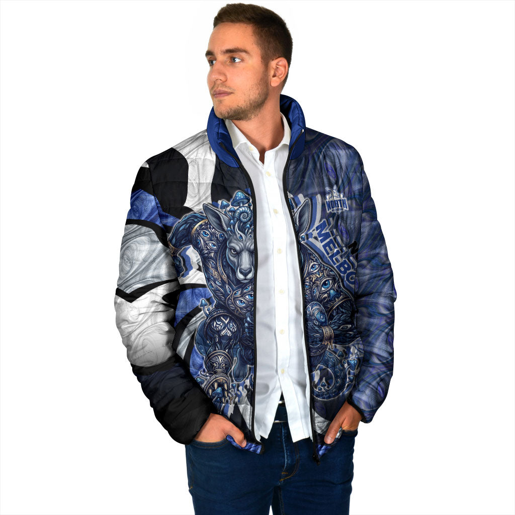 Personalised North Melbourne Kangaroos Padded Jacket Trippy Psychedelic Abstract Art Mascot Football Fans