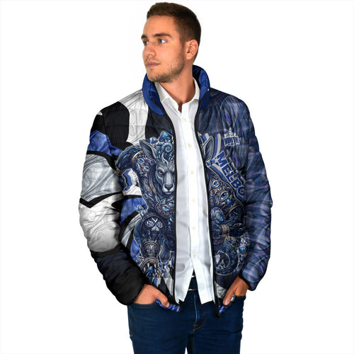 Personalised North Melbourne Kangaroos Padded Jacket Trippy Psychedelic Abstract Art Mascot Football Fans