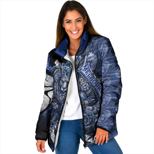 Personalised North Melbourne Kangaroos Padded Jacket Trippy Psychedelic Abstract Art Mascot Football Fans