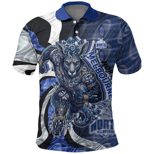Personalised North Melbourne Kangaroos Polo Shirt Trippy Psychedelic Abstract Art Mascot Football Fans