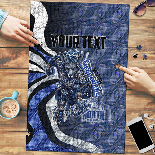 Personalised North Melbourne Kangaroos Puzzle Trippy Psychedelic Abstract Art Mascot Football Fans