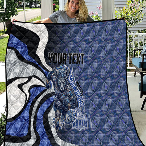 Personalised North Melbourne Kangaroos Quilt Trippy Psychedelic Abstract Art Mascot Football Fans