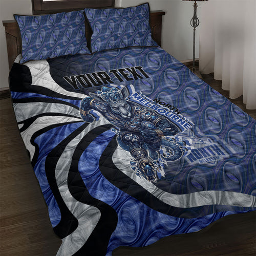 Personalised North Melbourne Kangaroos Quilt Bed Set Trippy Psychedelic Abstract Art Mascot Football Fans