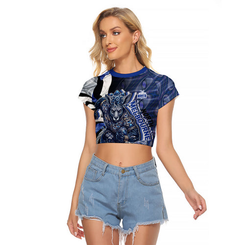 Personalised North Melbourne Kangaroos Raglan Cropped T Shirt Trippy Psychedelic Abstract Art Mascot Football Fans
