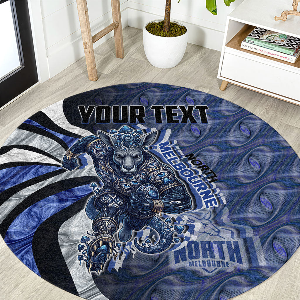 Personalised North Melbourne Kangaroos Round Carpet Trippy Psychedelic Abstract Art Mascot Football Fans