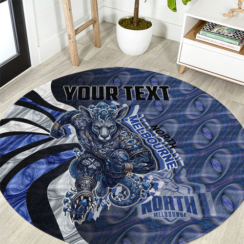 Personalised North Melbourne Kangaroos Round Carpet Trippy Psychedelic Abstract Art Mascot Football Fans