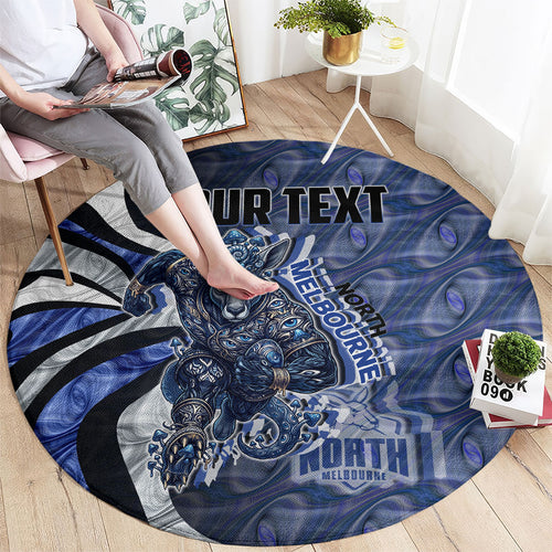 Personalised North Melbourne Kangaroos Round Carpet Trippy Psychedelic Abstract Art Mascot Football Fans