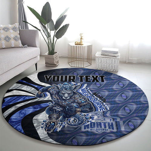 Personalised North Melbourne Kangaroos Round Carpet Trippy Psychedelic Abstract Art Mascot Football Fans
