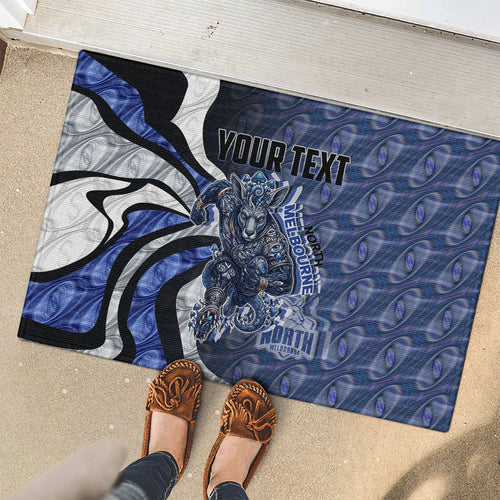 Personalised North Melbourne Kangaroos Rubber Doormat Trippy Psychedelic Abstract Art Mascot Football Fans