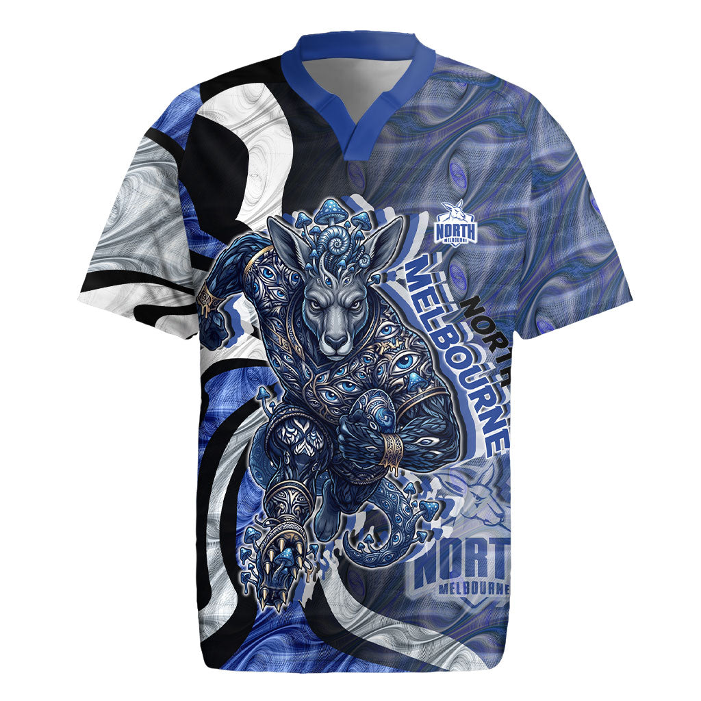 Personalised North Melbourne Kangaroos Rugby Jersey Trippy Psychedelic Abstract Art Mascot Football Fans