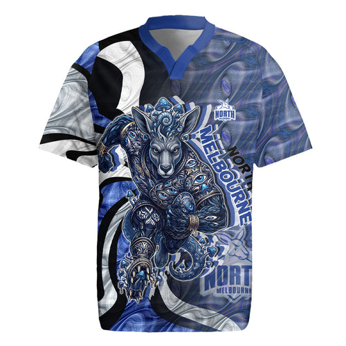 Personalised North Melbourne Kangaroos Rugby Jersey Trippy Psychedelic Abstract Art Mascot Football Fans