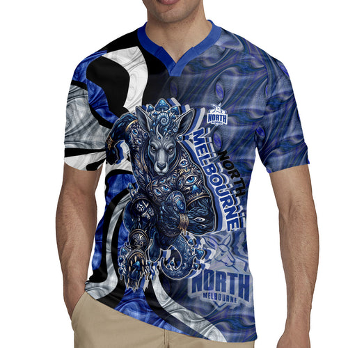 Personalised North Melbourne Kangaroos Rugby Jersey Trippy Psychedelic Abstract Art Mascot Football Fans