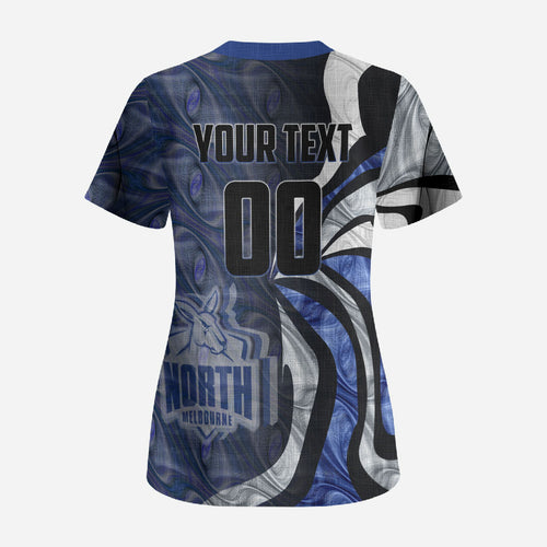 Personalised North Melbourne Kangaroos Scrub Top Trippy Psychedelic Abstract Art Mascot Football Fans