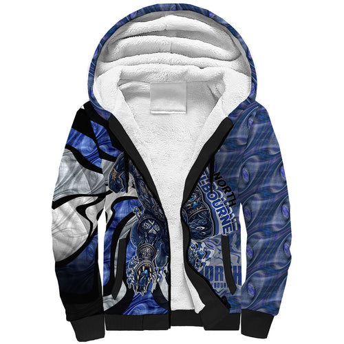 Personalised North Melbourne Kangaroos Sherpa Hoodie Trippy Psychedelic Abstract Art Mascot Football Fans
