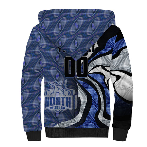 Personalised North Melbourne Kangaroos Sherpa Hoodie Trippy Psychedelic Abstract Art Mascot Football Fans