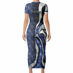 Personalised North Melbourne Kangaroos Short Sleeve Bodycon Dress Trippy Psychedelic Abstract Art Mascot Football Fans