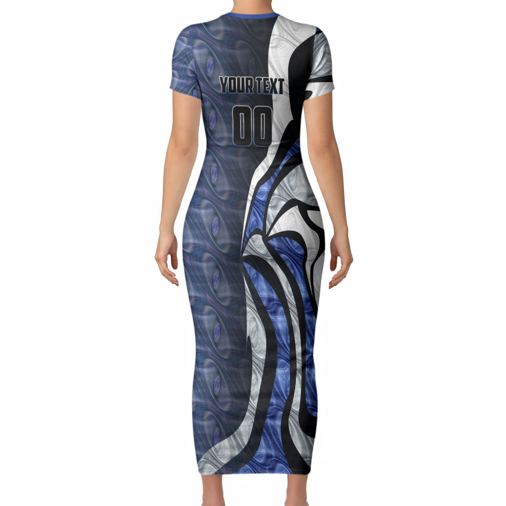 Personalised North Melbourne Kangaroos Short Sleeve Bodycon Dress Trippy Psychedelic Abstract Art Mascot Football Fans