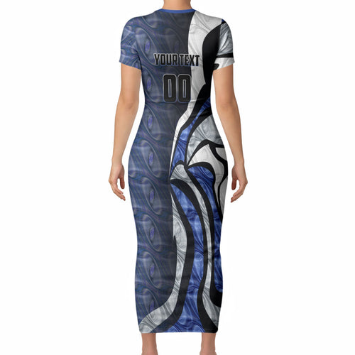 Personalised North Melbourne Kangaroos Short Sleeve Bodycon Dress Trippy Psychedelic Abstract Art Mascot Football Fans