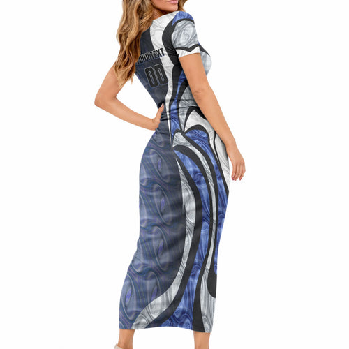 Personalised North Melbourne Kangaroos Short Sleeve Bodycon Dress Trippy Psychedelic Abstract Art Mascot Football Fans