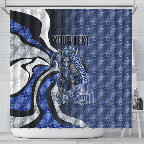 Personalised North Melbourne Kangaroos Shower Curtain Trippy Psychedelic Abstract Art Mascot Football Fans