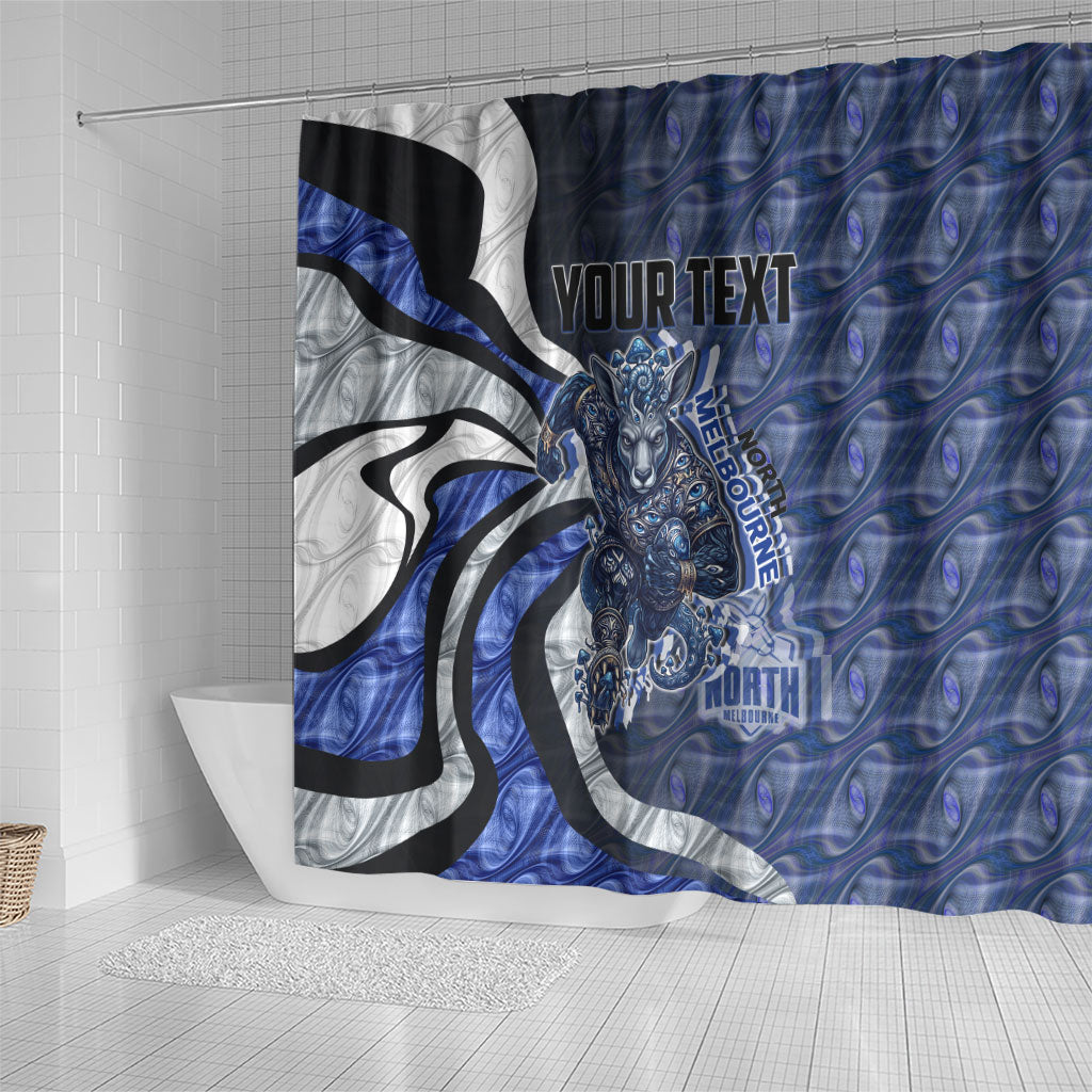 Personalised North Melbourne Kangaroos Shower Curtain Trippy Psychedelic Abstract Art Mascot Football Fans