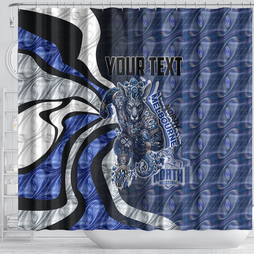 Personalised North Melbourne Kangaroos Shower Curtain Trippy Psychedelic Abstract Art Mascot Football Fans