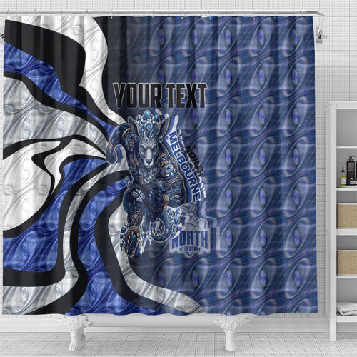 Personalised North Melbourne Kangaroos Shower Curtain Trippy Psychedelic Abstract Art Mascot Football Fans