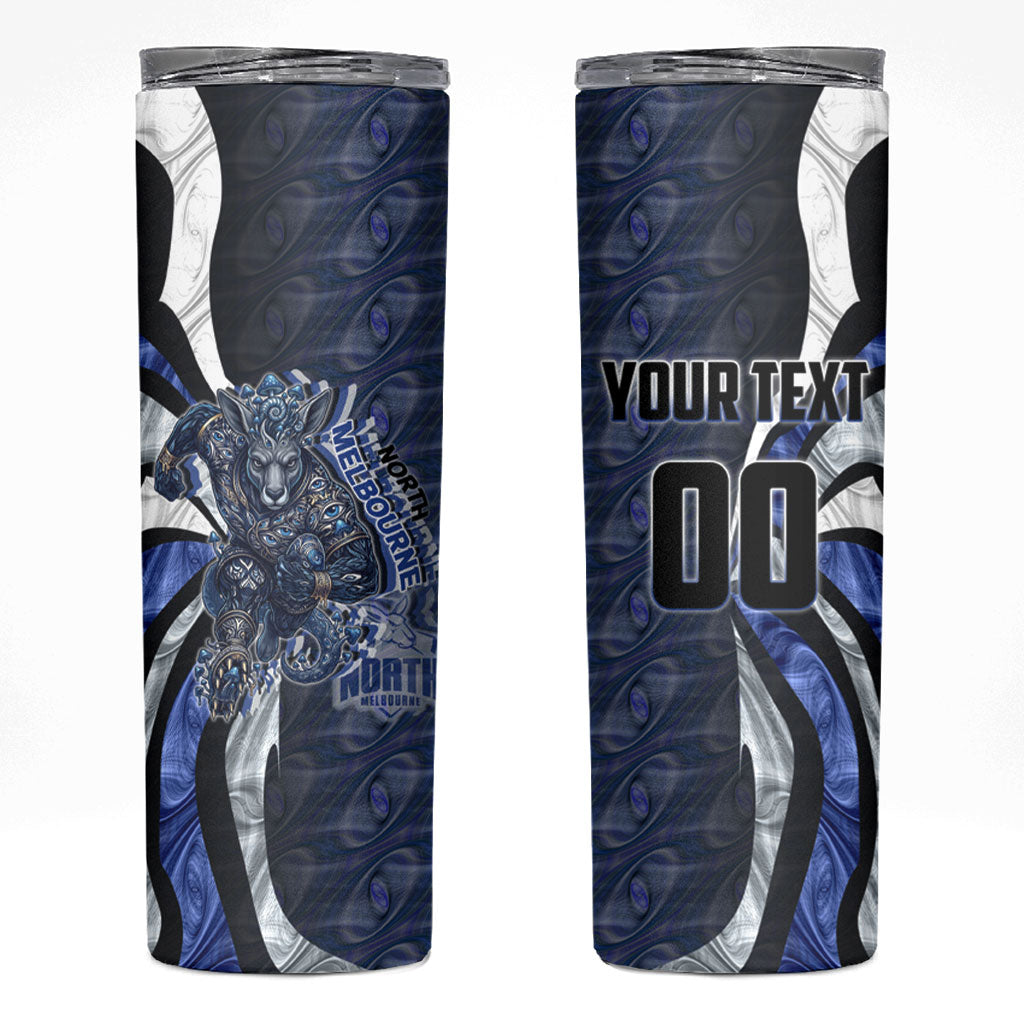 Personalised North Melbourne Kangaroos Skinny Tumbler Trippy Psychedelic Abstract Art Mascot Football Fans
