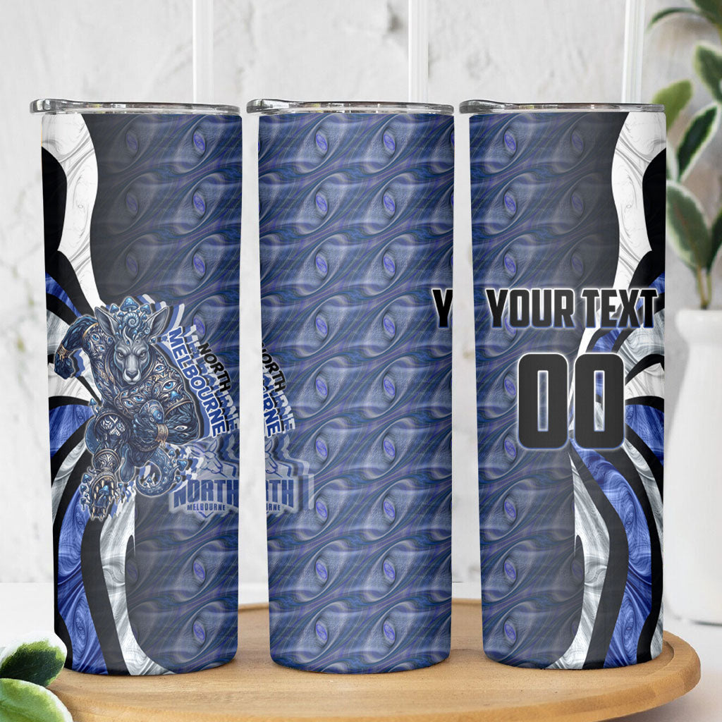 Personalised North Melbourne Kangaroos Skinny Tumbler Trippy Psychedelic Abstract Art Mascot Football Fans