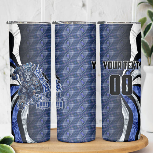 Personalised North Melbourne Kangaroos Skinny Tumbler Trippy Psychedelic Abstract Art Mascot Football Fans