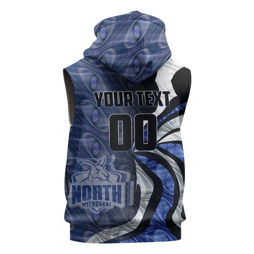 Personalised North Melbourne Kangaroos Sleeveless Hoodie Trippy Psychedelic Abstract Art Mascot Football Fans