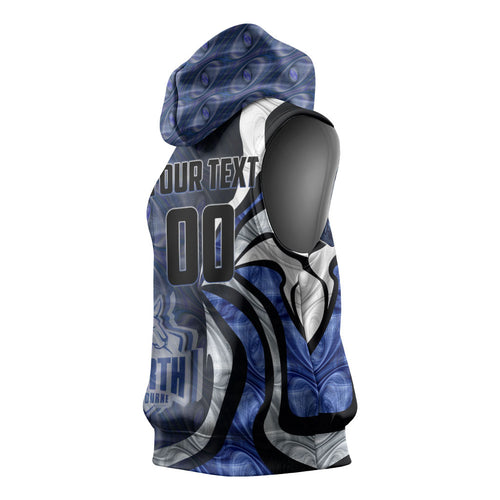 Personalised North Melbourne Kangaroos Sleeveless Hoodie Trippy Psychedelic Abstract Art Mascot Football Fans