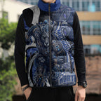 Personalised North Melbourne Kangaroos Sleeveless Puffer Jacket Trippy Psychedelic Abstract Art Mascot Football Fans