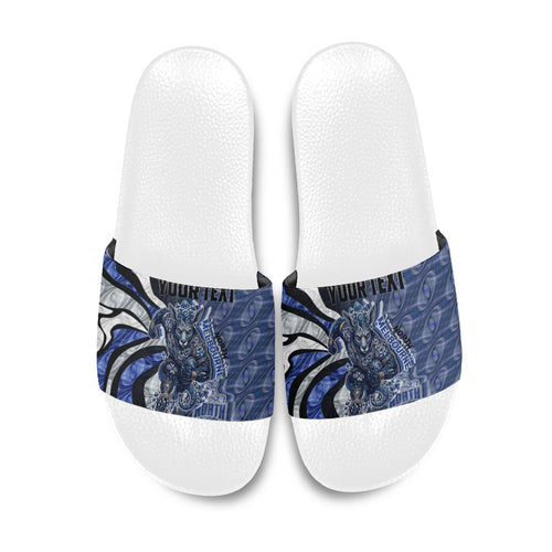 Personalised North Melbourne Kangaroos Slide Sandals Trippy Psychedelic Abstract Art Mascot Football Fans