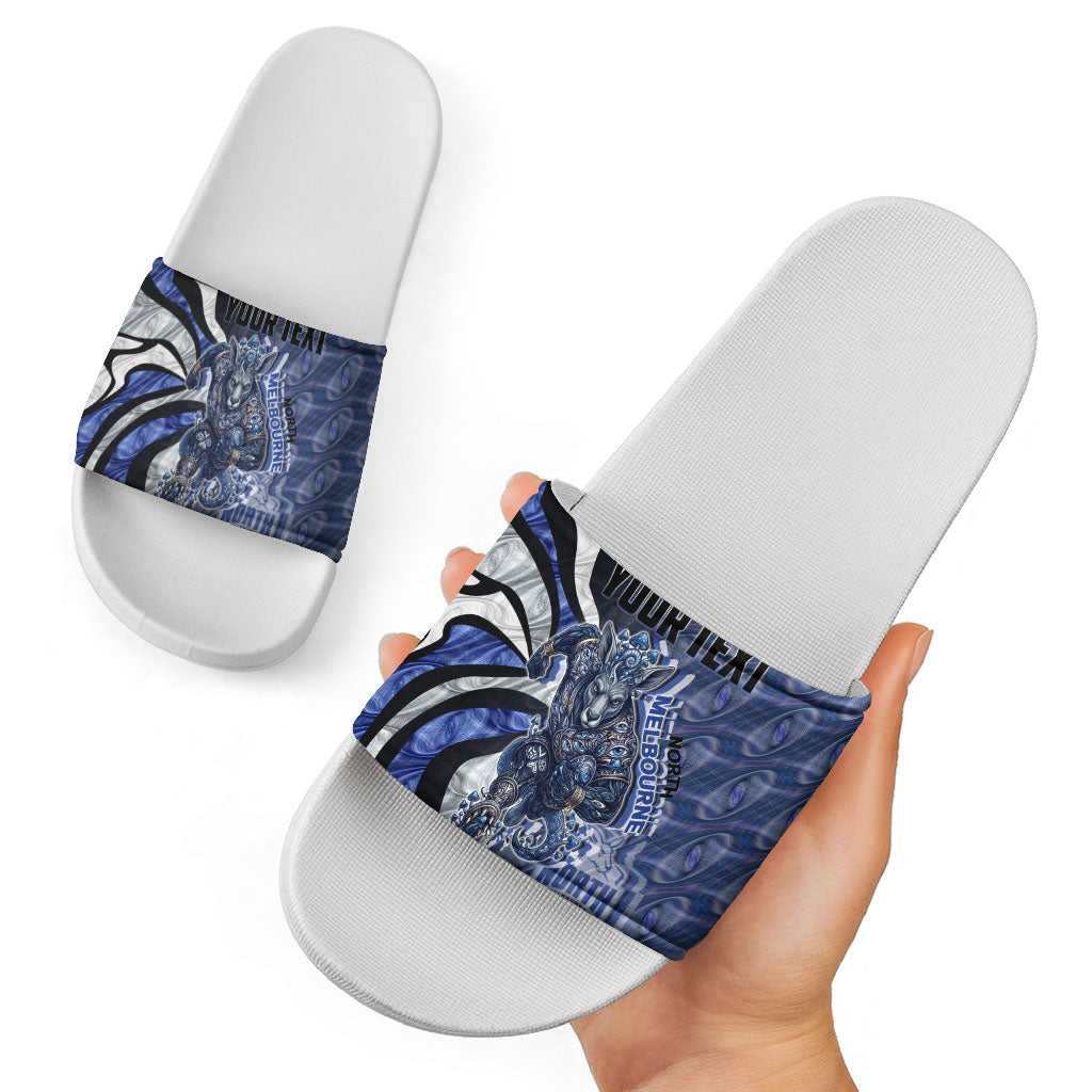 Personalised North Melbourne Kangaroos Slide Sandals Trippy Psychedelic Abstract Art Mascot Football Fans