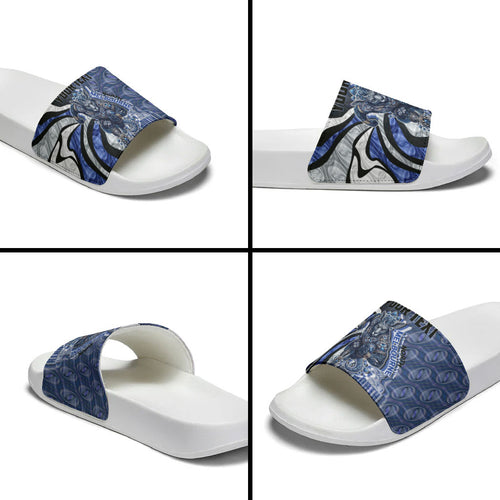 Personalised North Melbourne Kangaroos Slide Sandals Trippy Psychedelic Abstract Art Mascot Football Fans