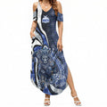 Personalised North Melbourne Kangaroos Summer Maxi Dress Trippy Psychedelic Abstract Art Mascot Football Fans